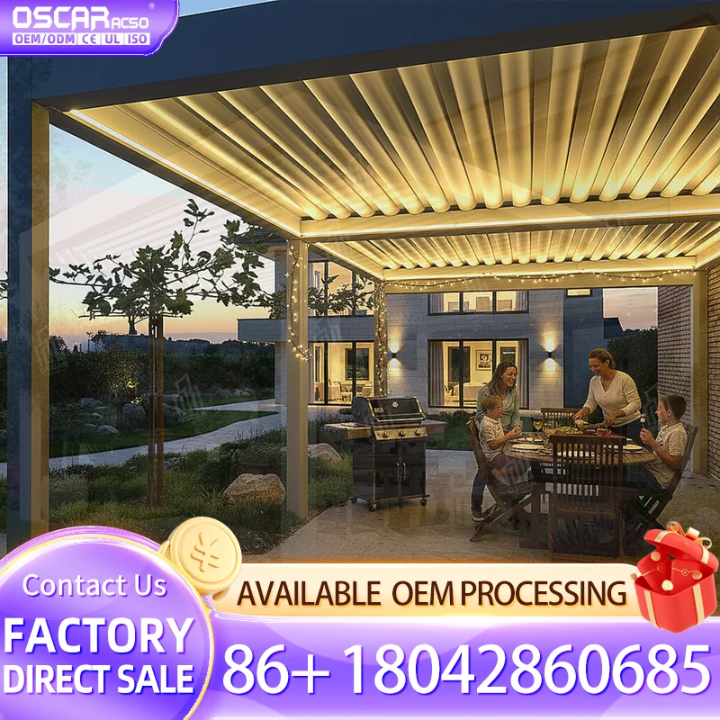 Modern Outdoor Adjustable Louvre Roof Pergola Gazebo Used for Garden Patio Backyard Pergola