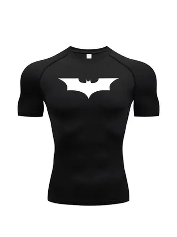 Bat Printed Men's Tight T-Shirt Running Compression Compression T Shirt Gym Fitness Jogging Short Sleeve Male Casual Shirt Tops