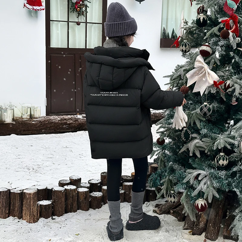 2025 New Children's Long Sleeve Cotton Coat for Winter Girls' Warm Down Cotton Coat for Boys' Hooded Cotton Coat
