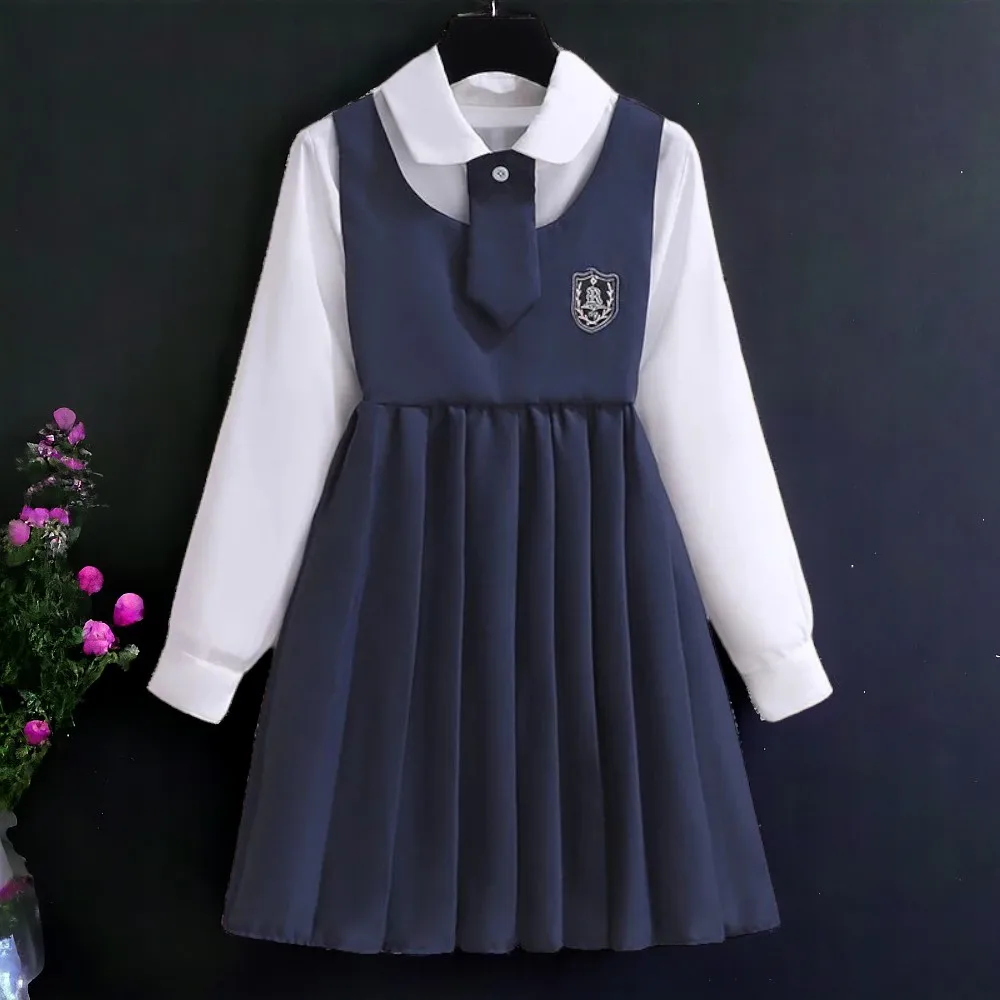 Vestido de primavera-otoño para niñas, uniforme escolar, blusa, traje para adolescentes, 6, 8, 10, 12 y 14 años