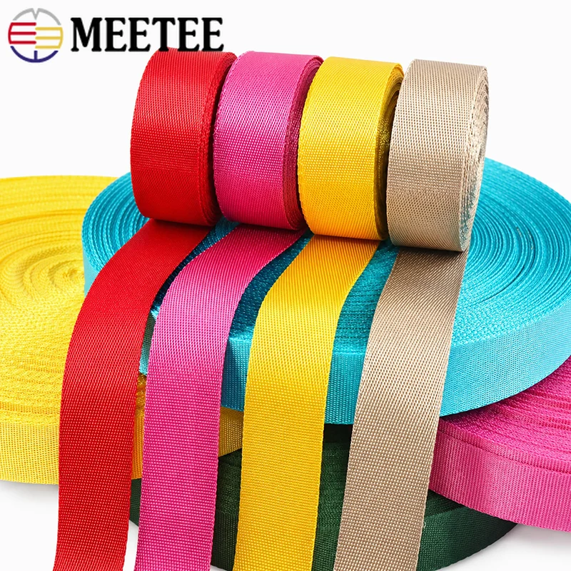 5M 20-50mm Nylon Webbing for Collars Shoulder Bag Strap Ribbon Band Belt Sling Garment Decor Bias Binding DIY Sewing Accessories