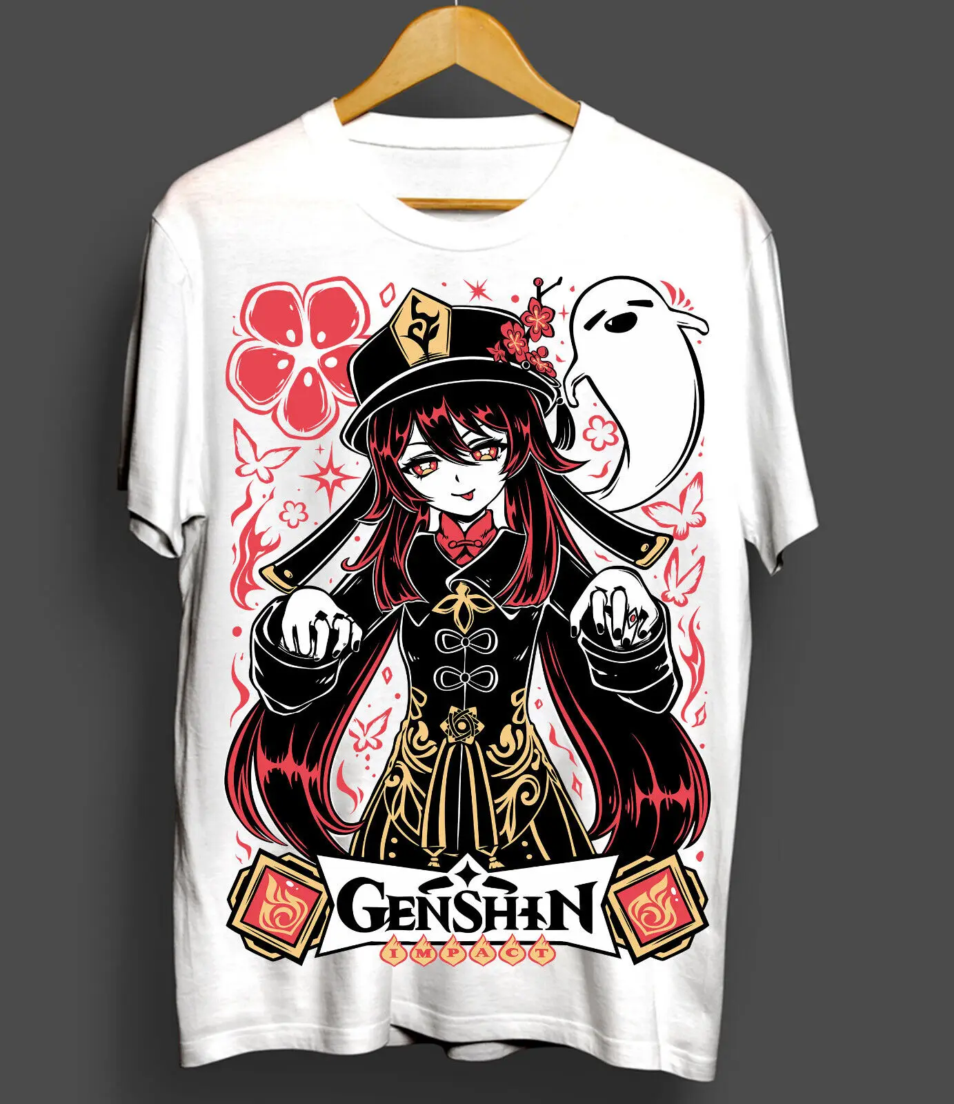 Hu Tao T-shirt Genshin Impact Gorou,Anime,Manga,Graphic Tee All Size 100% Cotton Streetwear High Quality