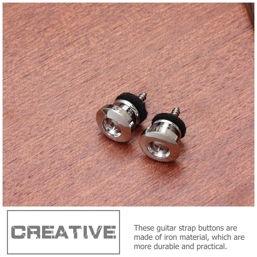 

6 Pcs Guitar Strap Buttons Locks Metal Felt Non Round Buckle Bass Strap Locking Repair Kit For Electric Acoustic