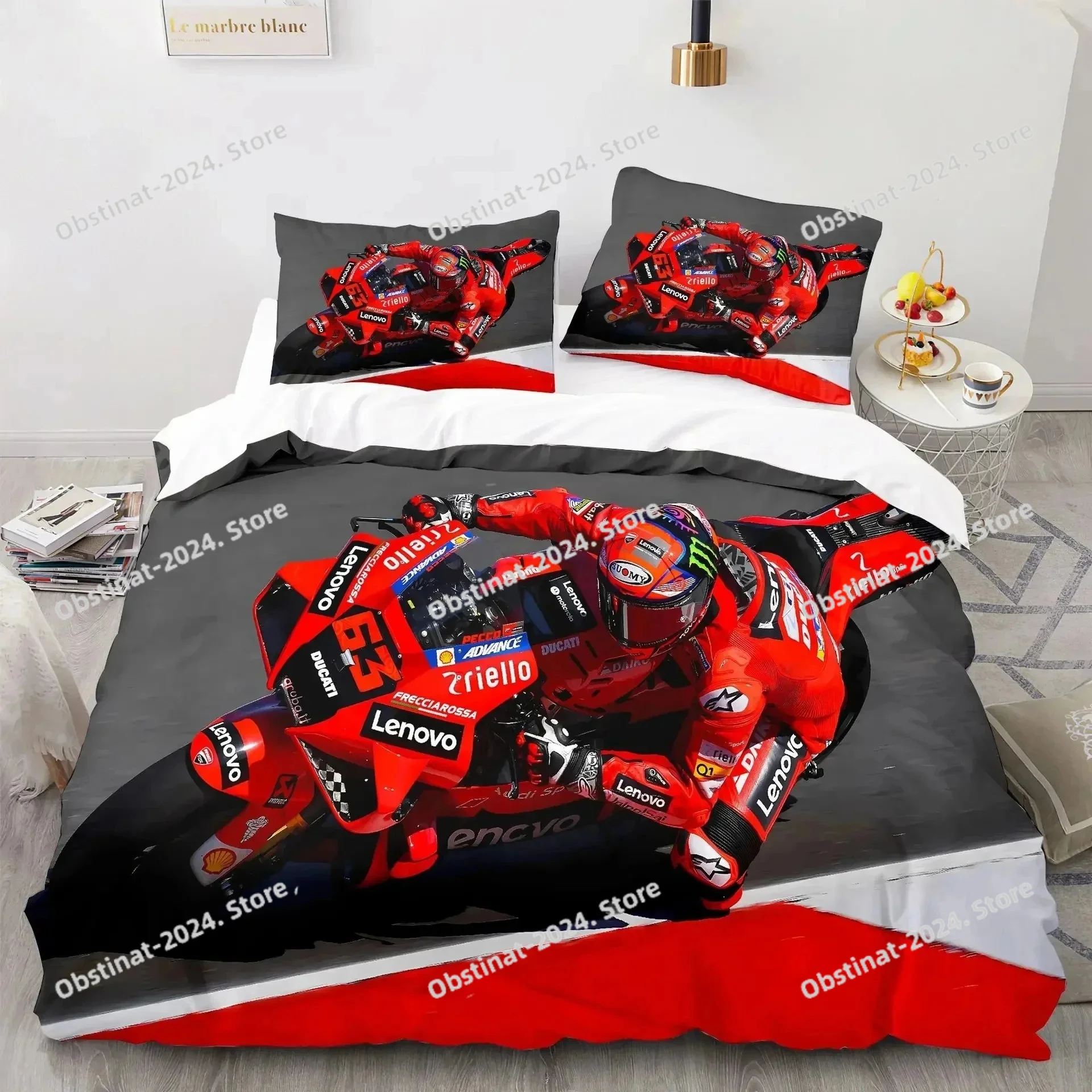 Conjunto de Cama 3D Impresso Marc Marquez 93: Capa de Edredom, Jogo de Cama, Capa de Colcha, Fronha e Edredom Tamanho King/Queen para Meninos e Adultos