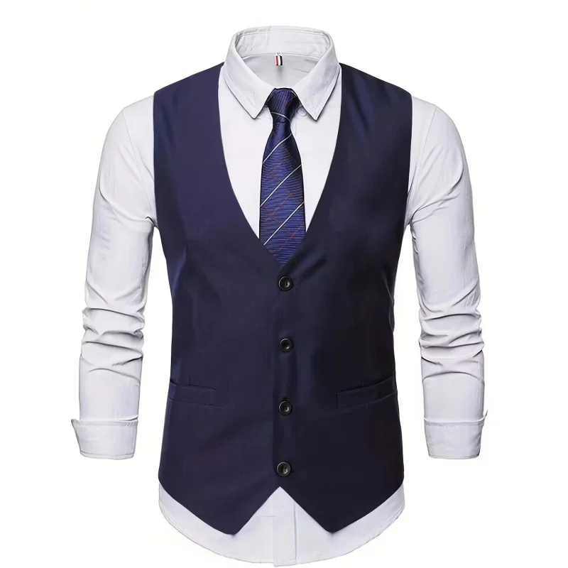 

Suit Vest Men's Slim Fit Casual Business Handsome Waistcoat Man Vest British Fashion