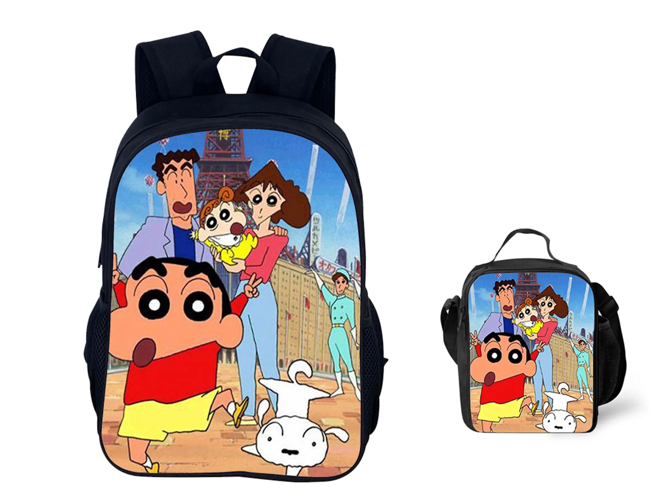 

Crayon Shin-Chan Cartoon Little Children Daypack with Water Proof Lunch Box 2 in 1 Backpack Set for Student