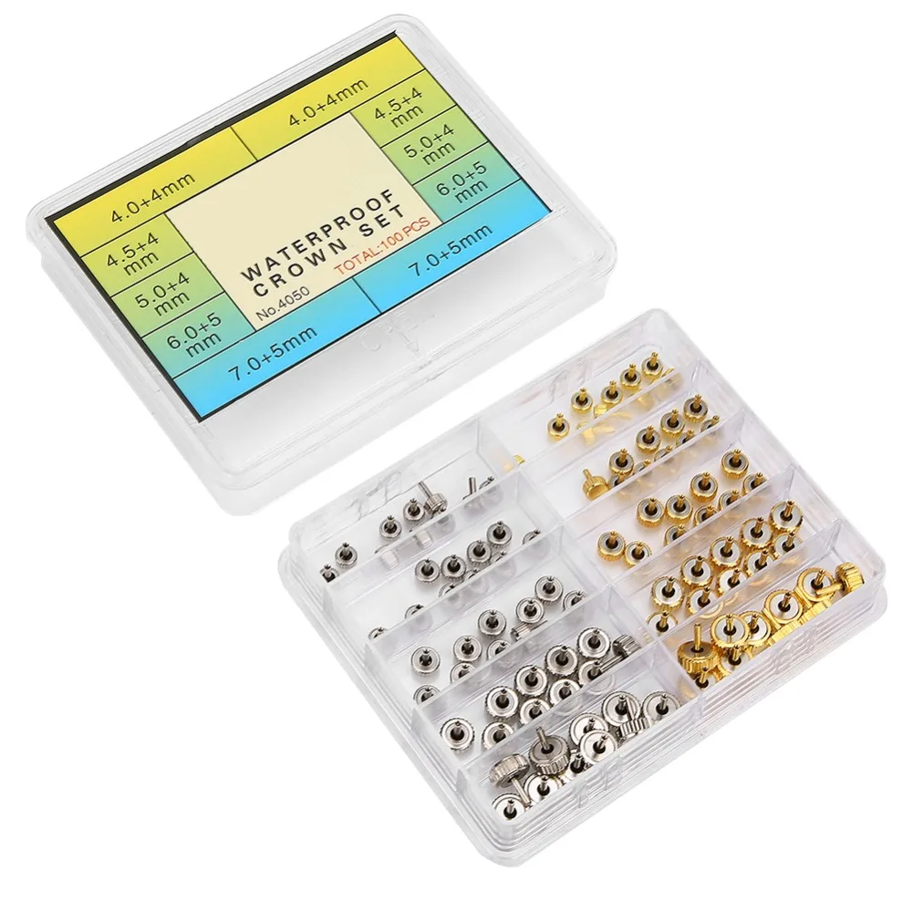 Steel Watch Crown Set Gold Silver Various Specifications Watch Repair Tool Kit Watch Crown Accessory Set for Watch Makers