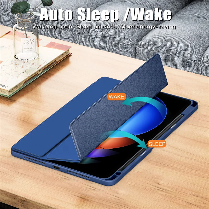 เคสสำหรับ Xiaomi Pad 6S Pro พร้อมที่ใส่ปากกาพับได้ฝาหลังแท็บเล็ต TPU อะคริลิคสำหรับ Xiaomi Pad 6S Pad6S Pro 12.4เคส