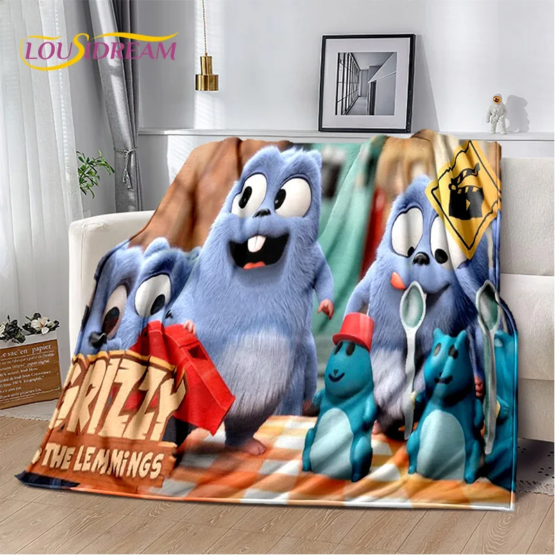 

Cartoon Grizzy and The Lemmings Soft Blankets,Keep Warm Throw Blanket Comfortable Blanket for Picnic Beds Sofa Home Bedroom Gift