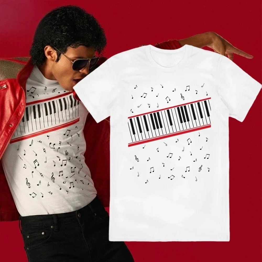 Camiseta unisex de algodón 100% con gráficos de Michael Jackson al estilo Piano Beat, novedad de verano 2026, camiseta vintage Y2k con cuello redondo para hombre