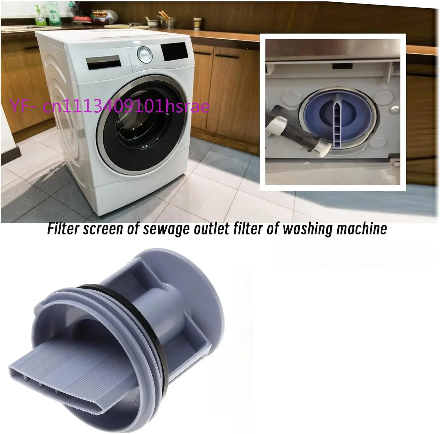 New 9000969315 Laundry Drain Pump Filter Cap, Genuine Replacement for Siemens Bosch Drum Washer