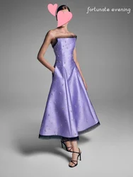 Fortunate Evening Elegant Vintage Sweet Purple Beading Strapless Ruffle Formal Occasion Prom Dress Evening Party Gowns