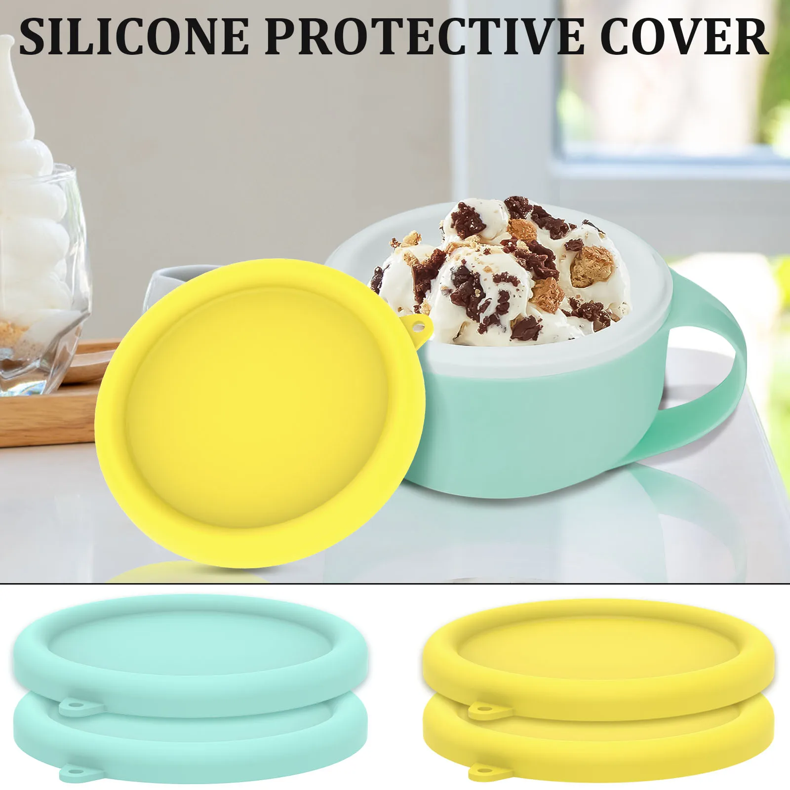 

2Pcs Ice Cream Maker Lid for My Mug Ice Cream Maker 6 Inch Silicone Ice Cream Maker Mug Cover Reusable Ice Cream Maker Bowl Lid