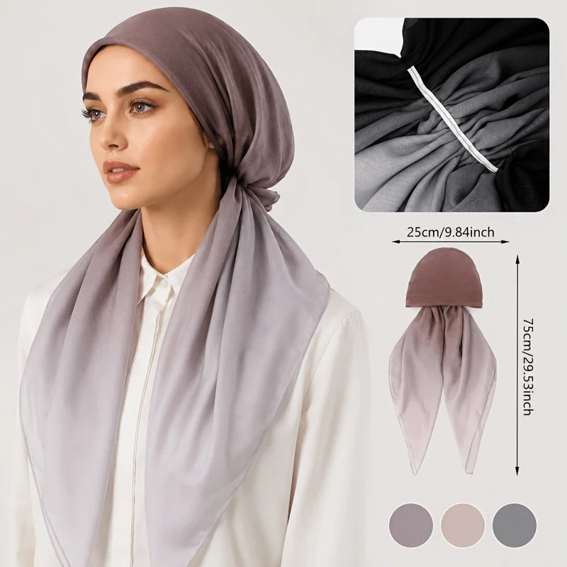 Fashionable Gradient Muslim Headscarf Versatile Stretch Baseball Cap Gift for Your Beloved Wife, Instant Bandana