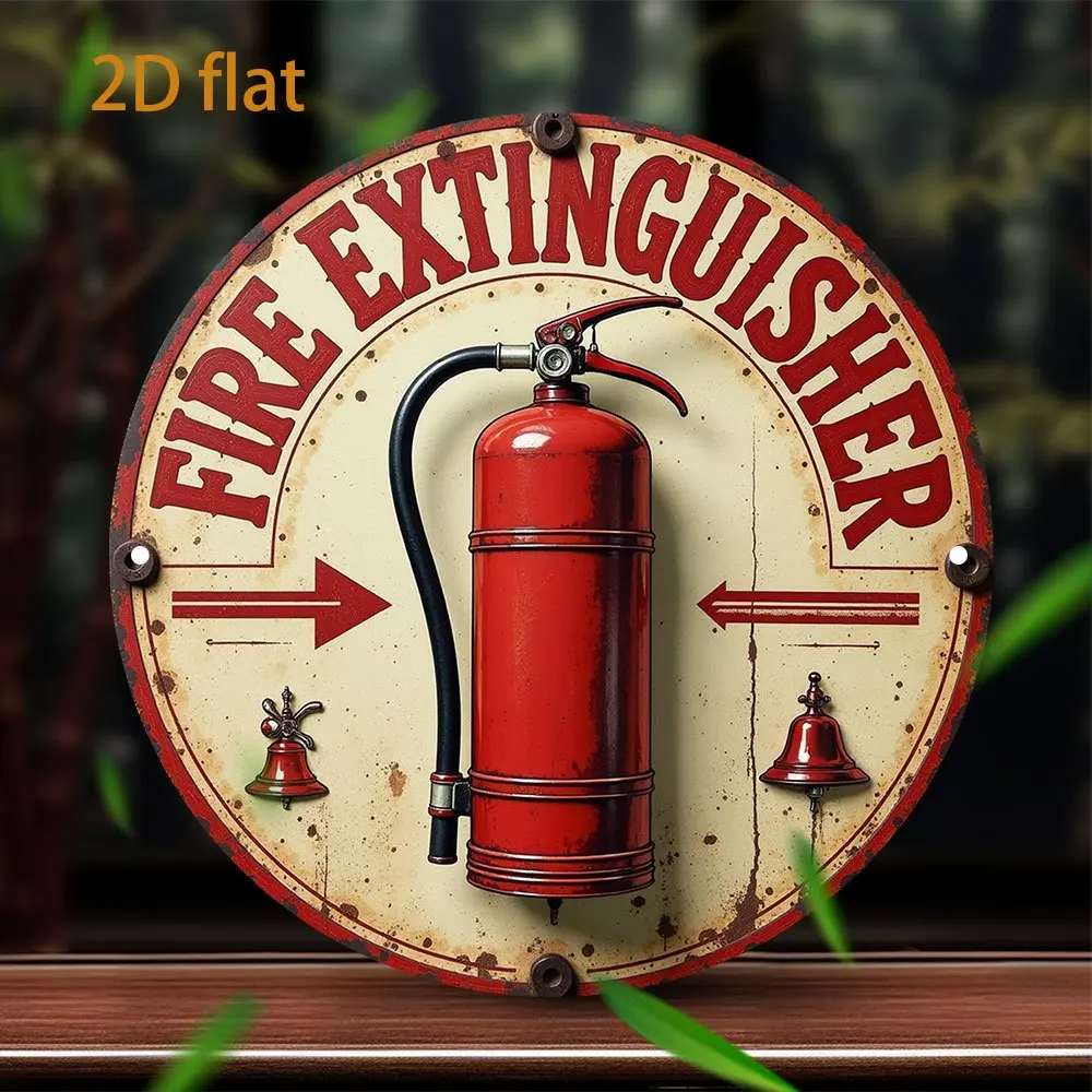 Vintage Metal Fire Safety Sign, Retro Tin Plaque Easy Install Wall Decor for Home Garage Cafe Bar