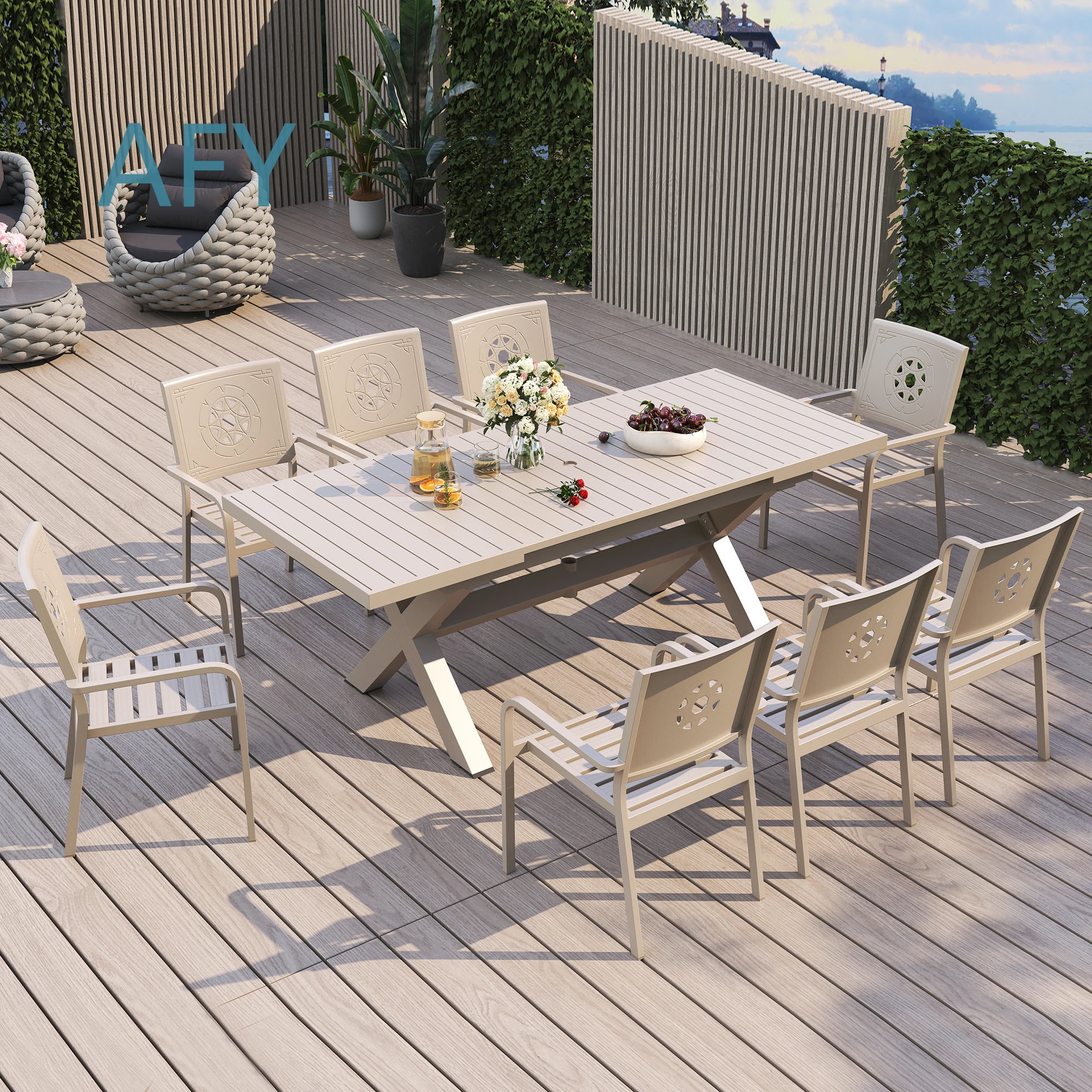 Luxury Outdoor Garden Furniture Set for Patio Deck Balcony Backyard – Dining Table and Chairs Combo for Outdoor Living Space