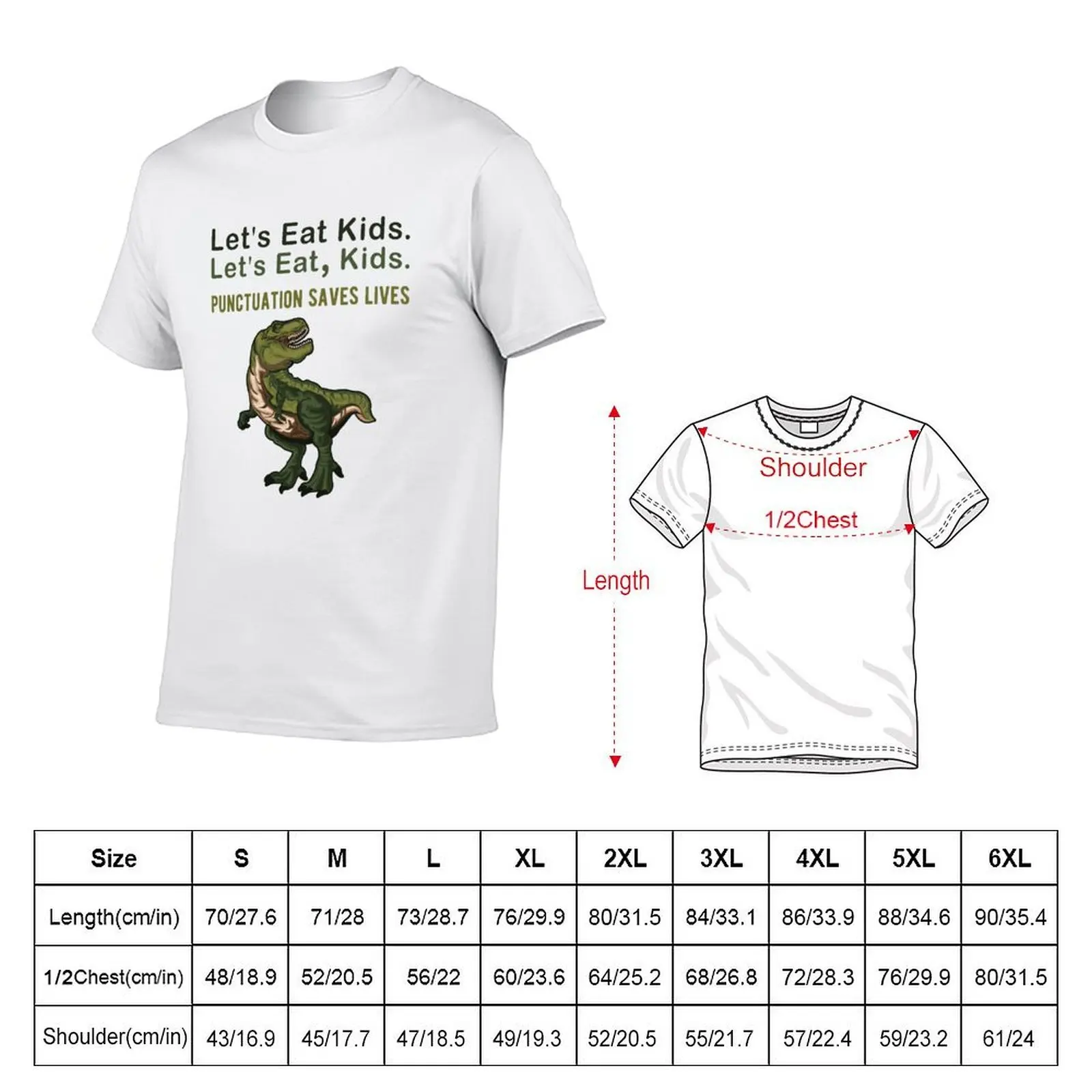 Dinosaur Christmas Pun Let's Eat Kids Punctuation Saves Lives Funny T-Rex Dino Sayings T-Shirt