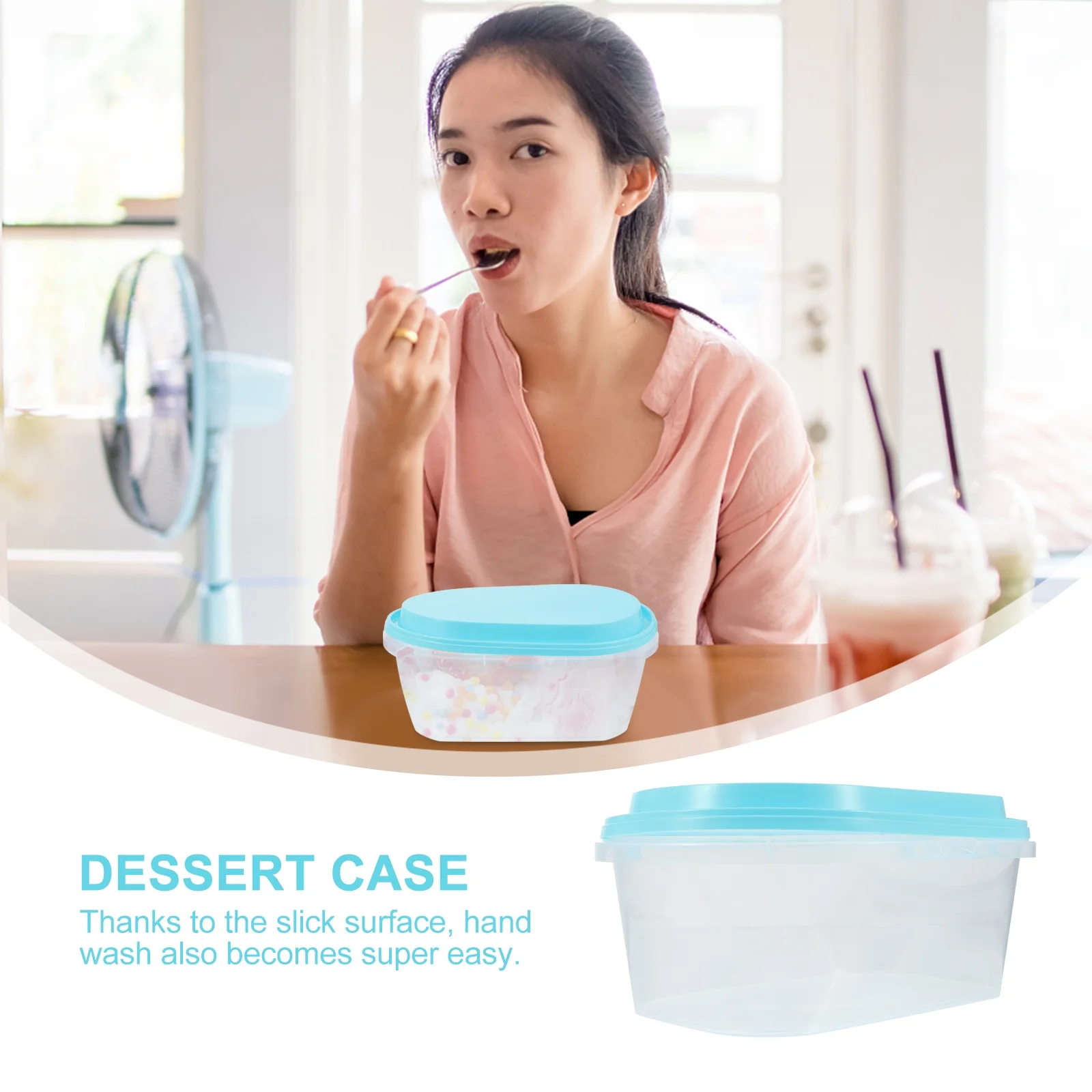 

1Set Plastic Ice Cream Container Oval Lid Cake Box Fruit Dessert Storage Easy to Clean Ice Cream Container