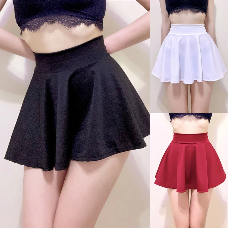 Summer Women Mini Skirts Women\'s Flared Shorts Skirt sexy Elastic Pleated Skirt for School Girls Korean High Waist Tennis Skirts