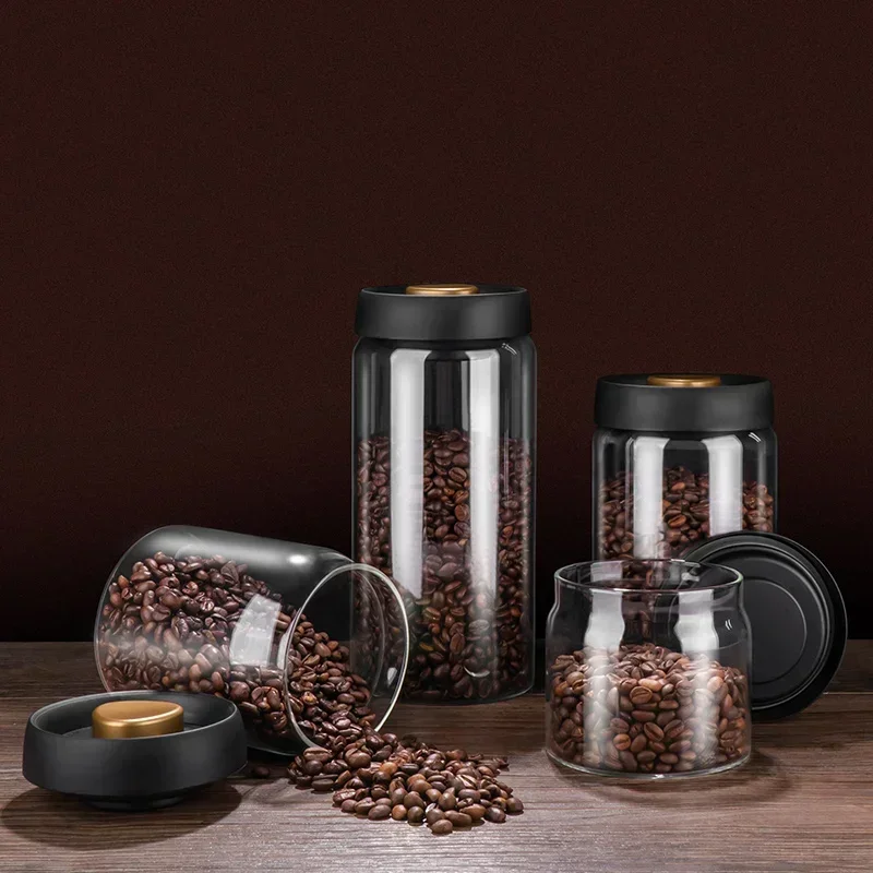 500ml Vacuum Sealed Jug Coffee Beans Glass Airtight Canister Food Grains Candy Keep Fresh Storage Jar Kitchen Accessories Jars