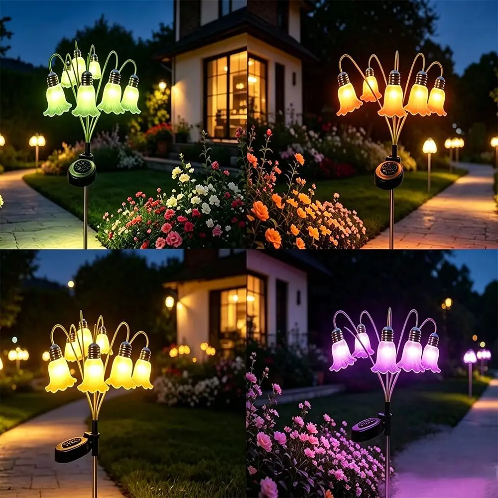 Lily of the Valley Solar Garden Light Solar Powered LED Simulated Flower Landscape Light Waterproof Ballet Skirt Shape