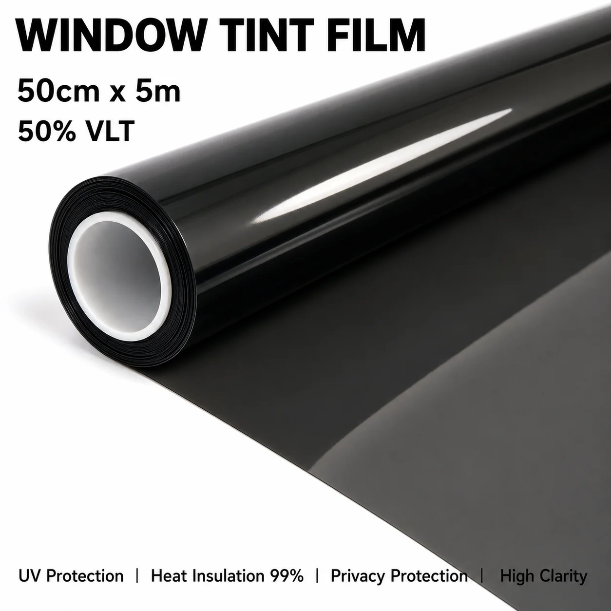 

50% VLT Clear View Smoke Nano Ceramic Car Window Tint Film 50cmX500cm Color Stable Window Shade Wide Front Privacy Tint Roll Sun