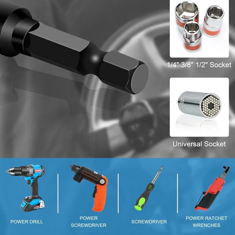 تأثير محول مأخذ التوصيل عدة شنيور يعمل بالبطارية المقبس تمديد عدة 1/4 3/8 1/2 محرك محول مأخذ التوصيل لقم الثقب عرافة عرقوب المقبس Dr