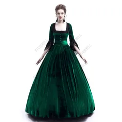 Women Medieval Costume Renaissance Retro Lace Long Dress Wizard Cosplay Square Collar Victorian Gothic Vintage Ball Gown Dress