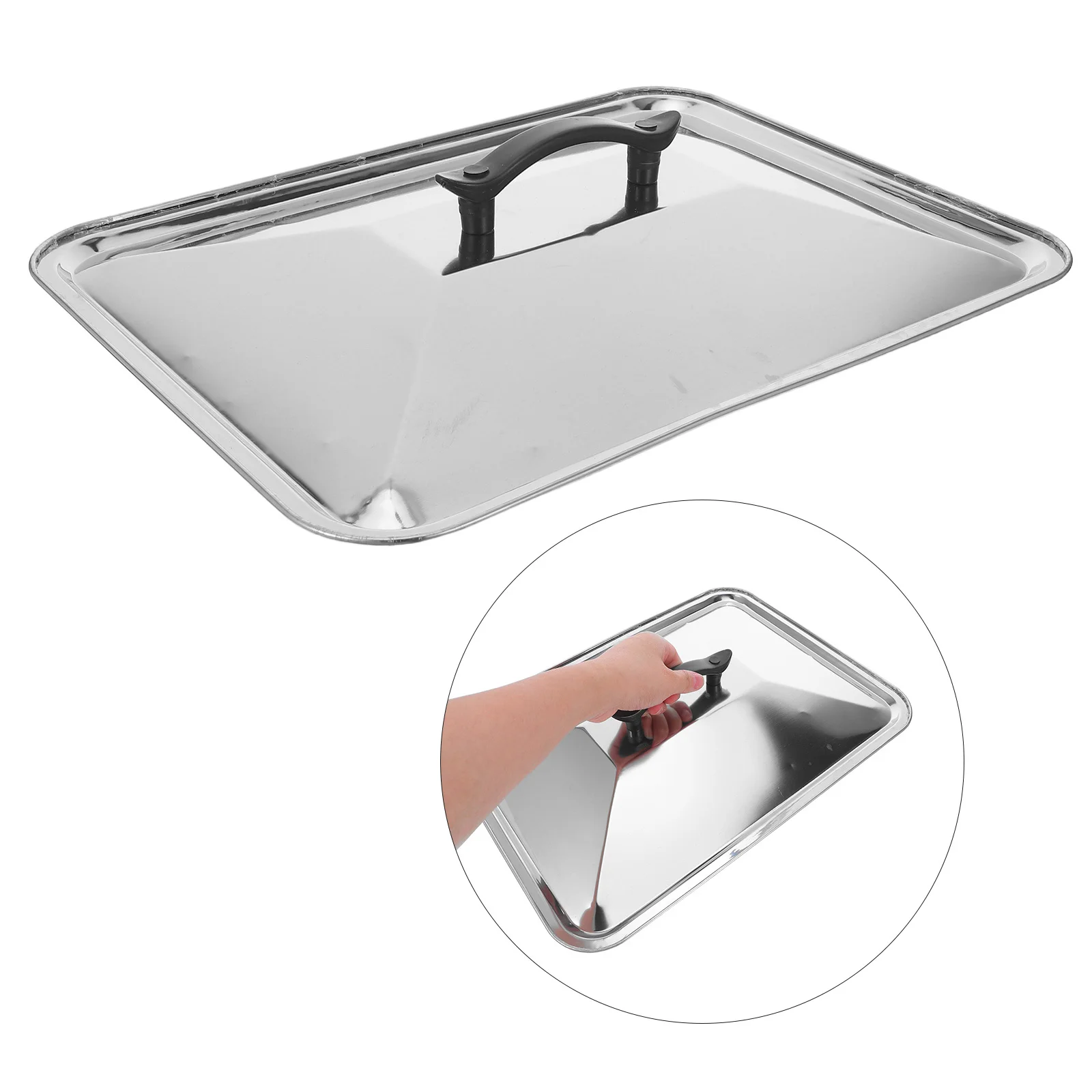 

Stainless Steel Pot Cover Lid 40x30cm Heat Resistant Anti Oil Splashing Kitchen Pan Lid Cooking Tool Home Restaurant
