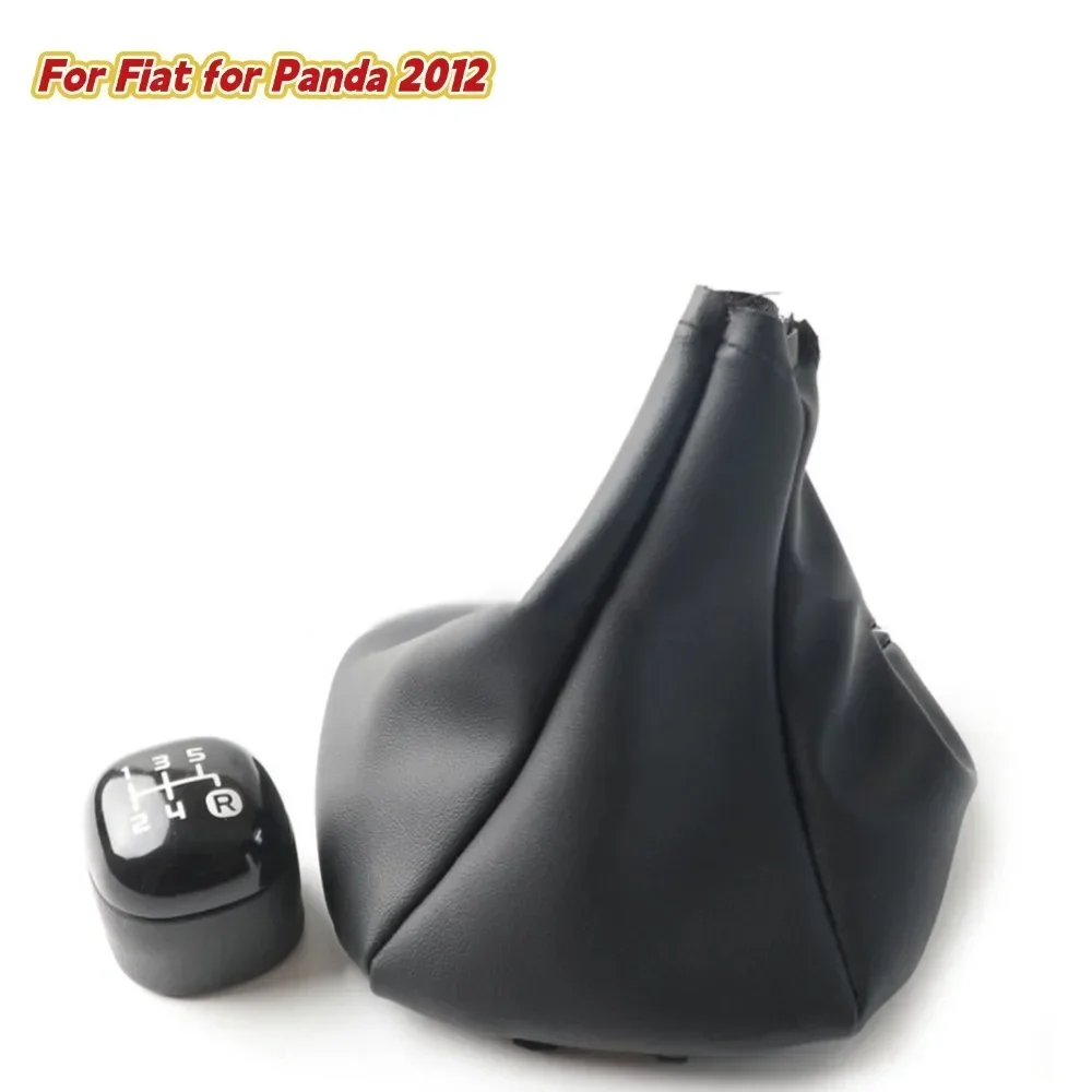 

Speed Gear Shift Knob With Leather Boot Collar Case For FIAT Panda 2012 Car-Stying Leather Dust Cover