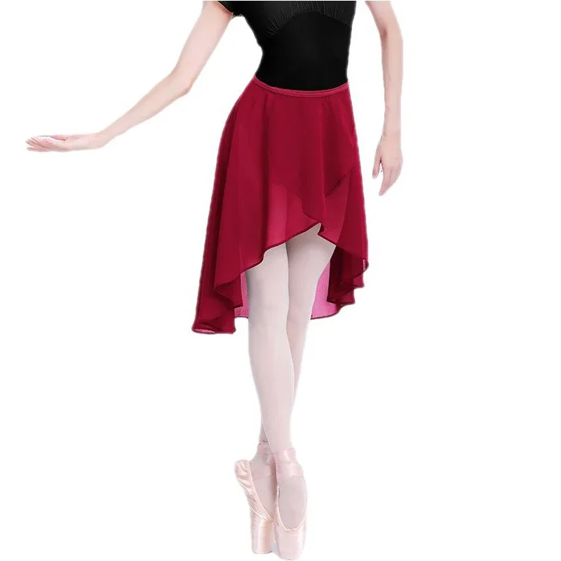 Women Adjustable Ballet Dance Skirt Long Wrap Chiffon Dance Dress Tutu Skate Buckles Ballerina