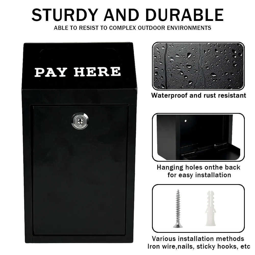 صندوق النقود الآمن، صندوق التبرع المعدني مع قفل مثبت على الحائط، صندوق البريد المحفور مسبقًا، التوصيل للمنزل والمكتب والتركيب الخارجي