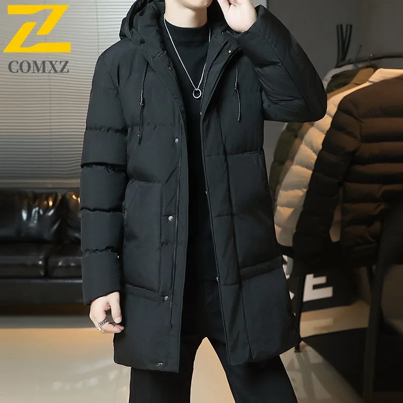 

COMXZ Plus Size Padding Coat Mid-Length Solid Color Hood Korean Style Parka Loose Thickened Warm Coat Autumn Winter Trench Coat