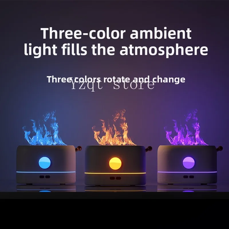 2025 new simulated flame diffuser colorful gradual change creative home ultrasonic aromatherapy machine flame humidifier