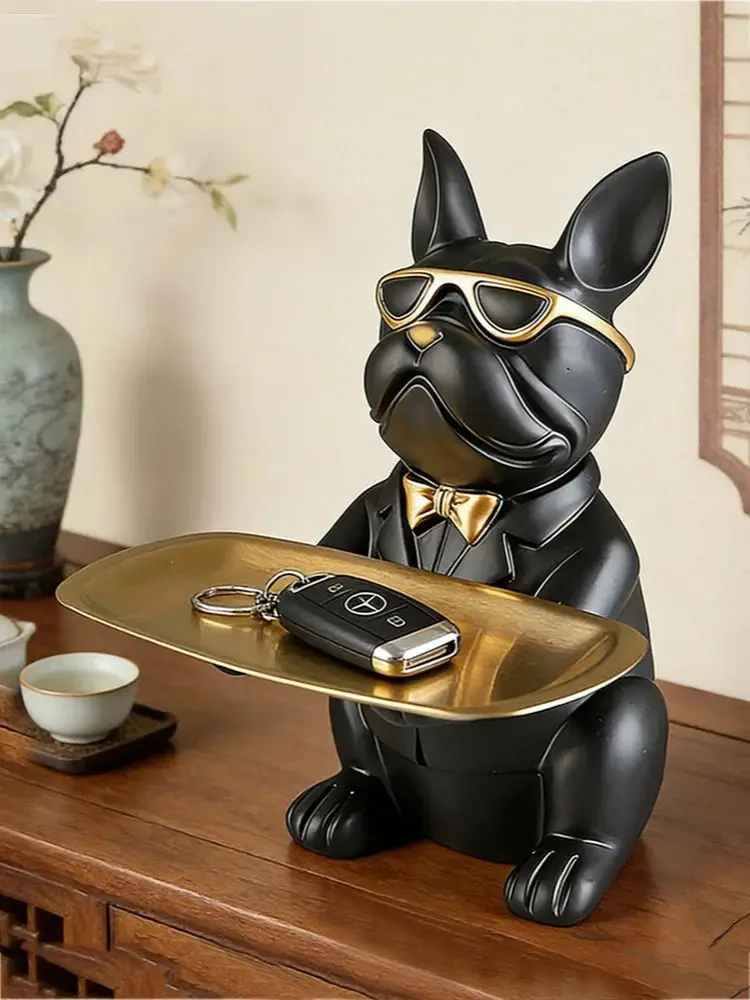 Multifunctionele Bulldog-schaal dierenbeeldje creatief ornament woonkamer slaapkamer diverse opbergruimte huisdecoratie cadeau - afbeelding 2