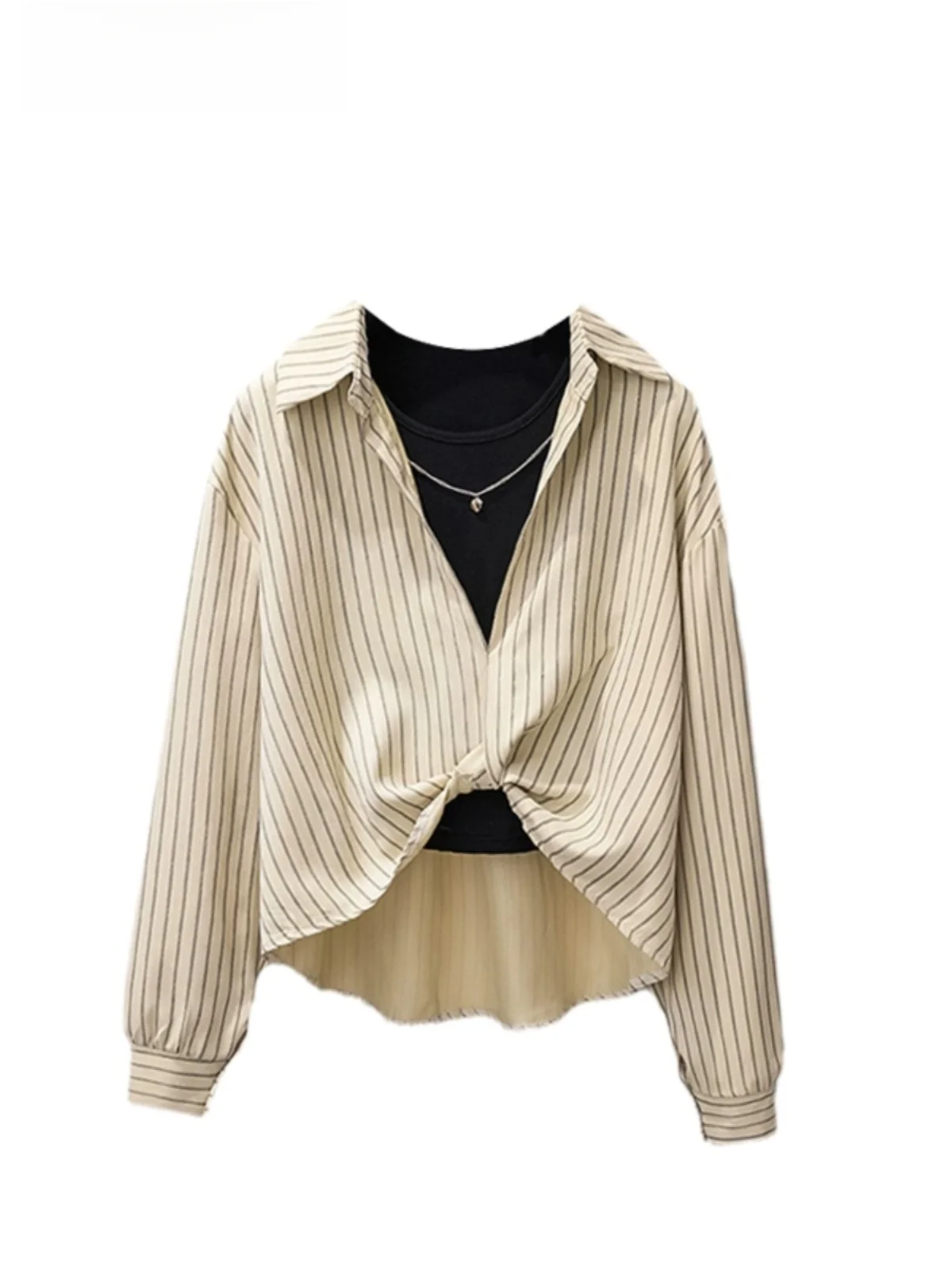 

Faionable Anti-Aging Women's Set Large Size Base irt Spring New Arrival Two-Piece Cotton Commute Sle Korean Loose Fit