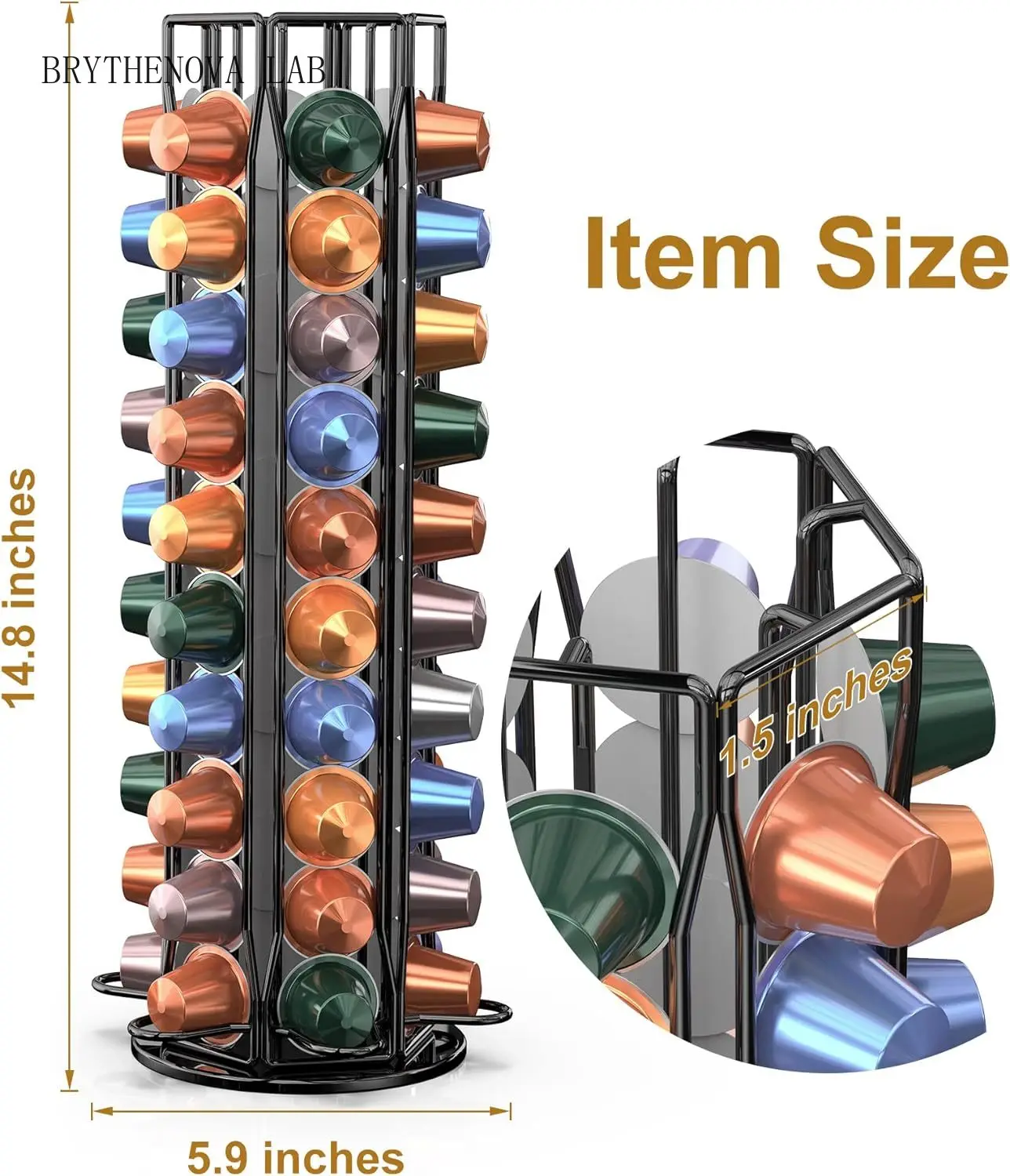 Coffee Pod Holder for Nespresso OriginalLine Storage Organizer 360 Rotatable Capsules Coffee Carousel 20-40-60 Pods