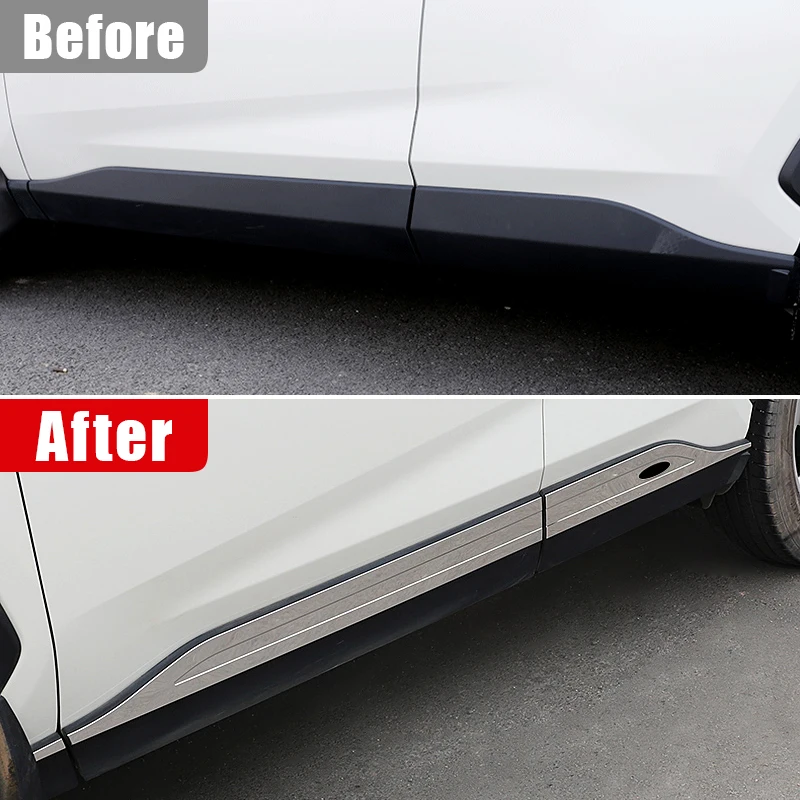 For Toyota RAV4 XA50 2019 2020 2021 2022 2023 2024 RAV 4 Hybrid Car Side Skirt Stickers Cover Side Body Door Trim Accessories