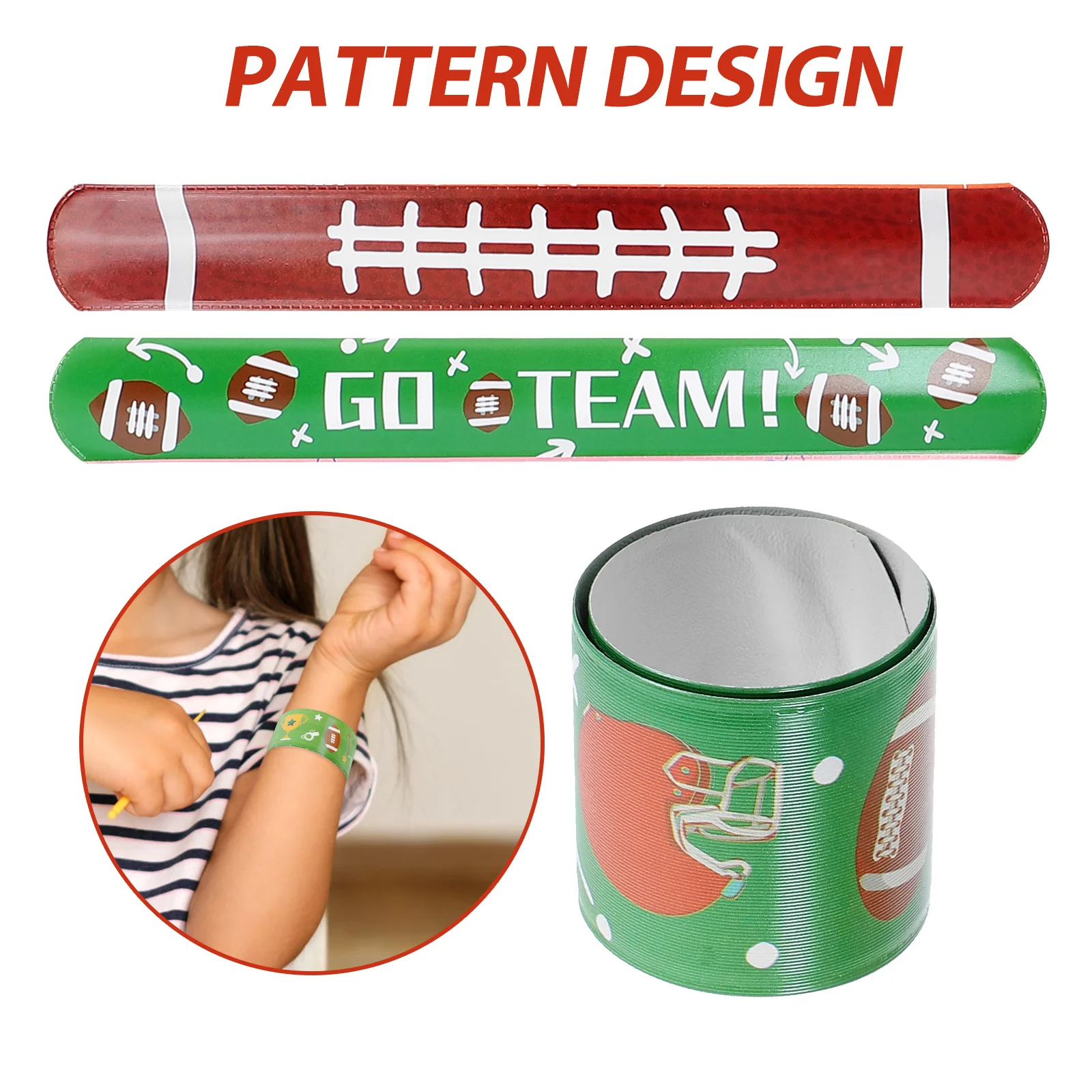

24 Pcs Football Slap Bracelets for Kids Rugby Wrist Birthday Decorations Wristband Child Snap
