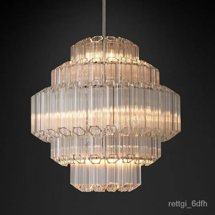 

American Plum Blossom Glass Stick Chandelier Hexagonal Villa Hotel Restaurant Retro Luxury Modern Minimalist Lamp