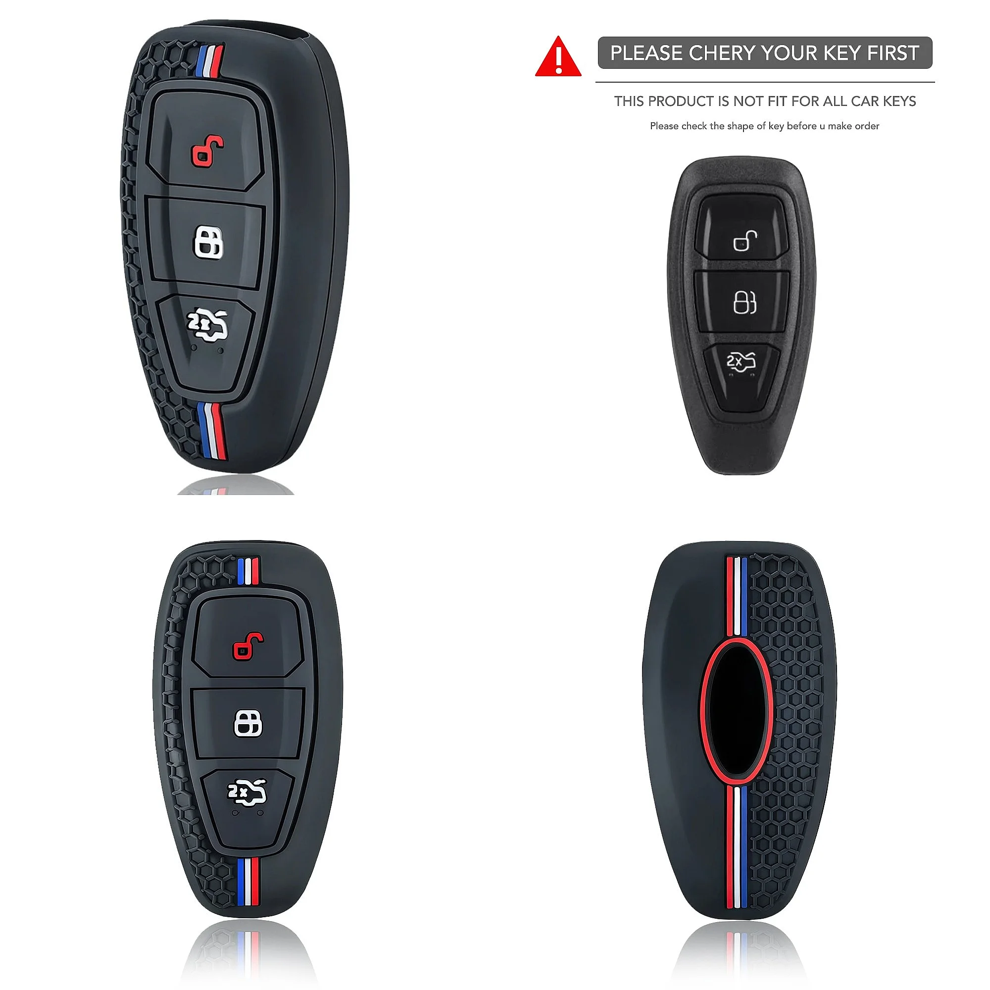 New Silicone Car Key Case For Ford Puma Grand C Max Focus Mondeo Kuga Fiesta Ecosport Transit Sport Racing Style Auto Key Shell
