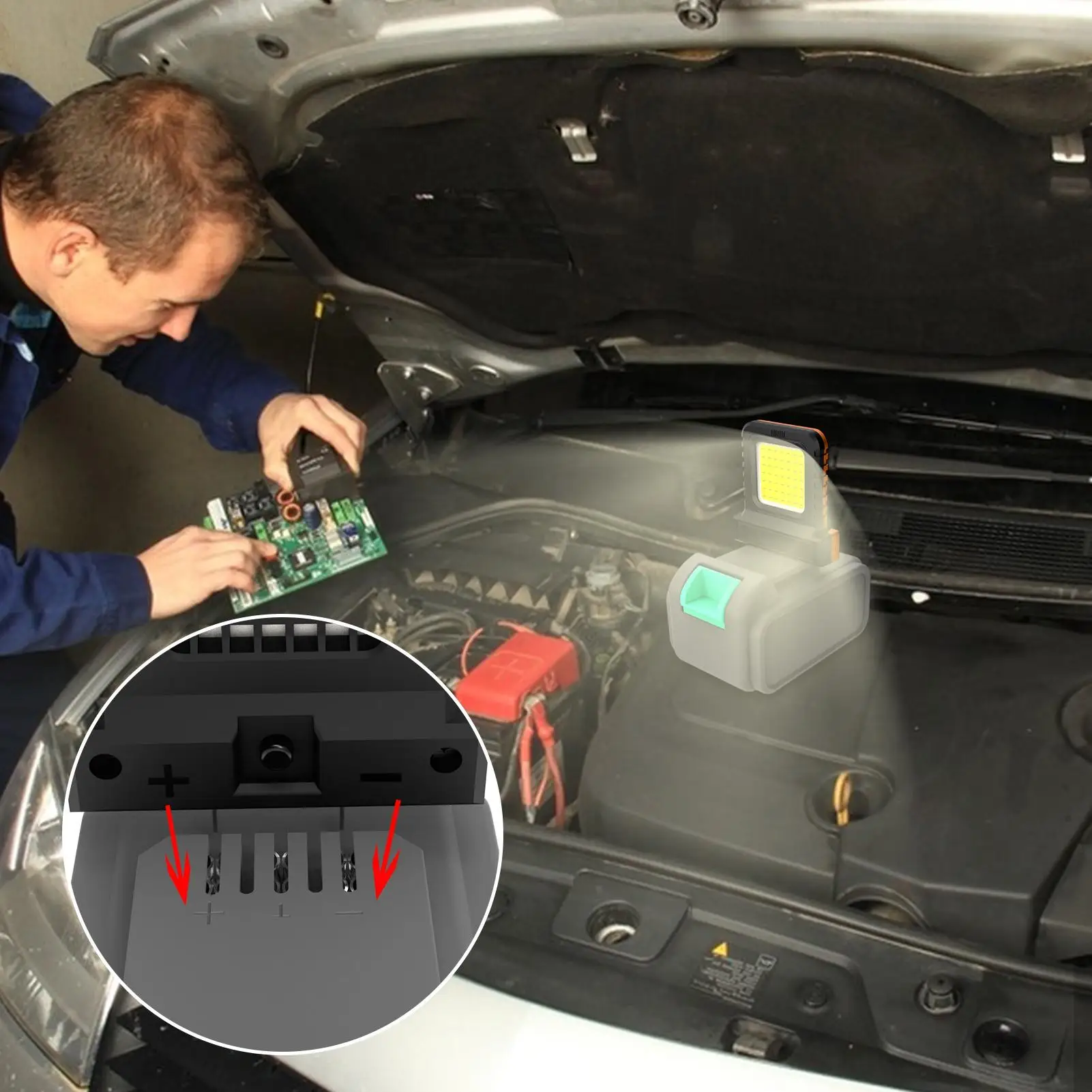 

Рабочие фонари для гаража, 21 В, регулируемый светодиодный прожектор, супер яркий прожектор для гаража, ремонта автомобиля, кемпинга, рыбалки