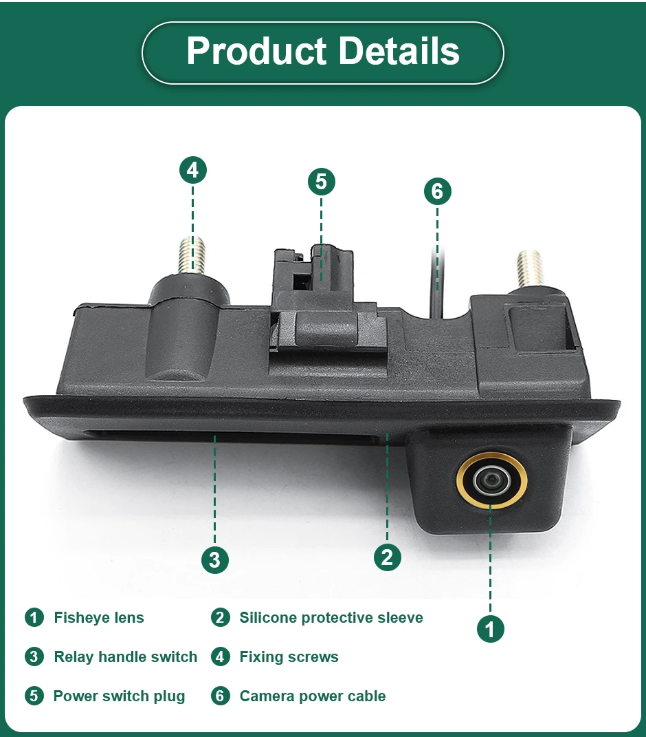 GreenYi 1080P HD 170° Car Rear View Camera for Volkswagen VW Passat Golf Polo B6 B7  Jetta Tiguan Touareg Audi A3 A4 A5 A6 S5
