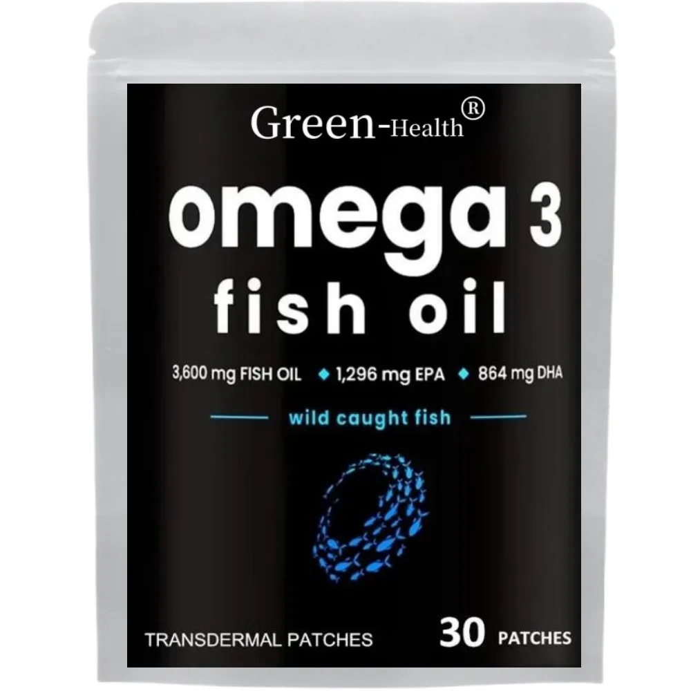 30 Patches 3 Fish Oil Transdermal Patches Support Heart, Brain, Joints, Skin, Eyes & Immune