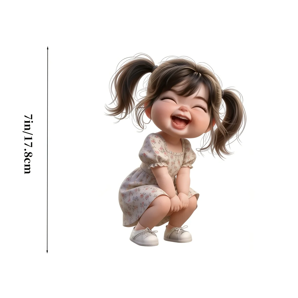 Happy Girl 2D Flat Vinyl Sticker, Waterproof Decal for Car, Laptop & Water Bottle