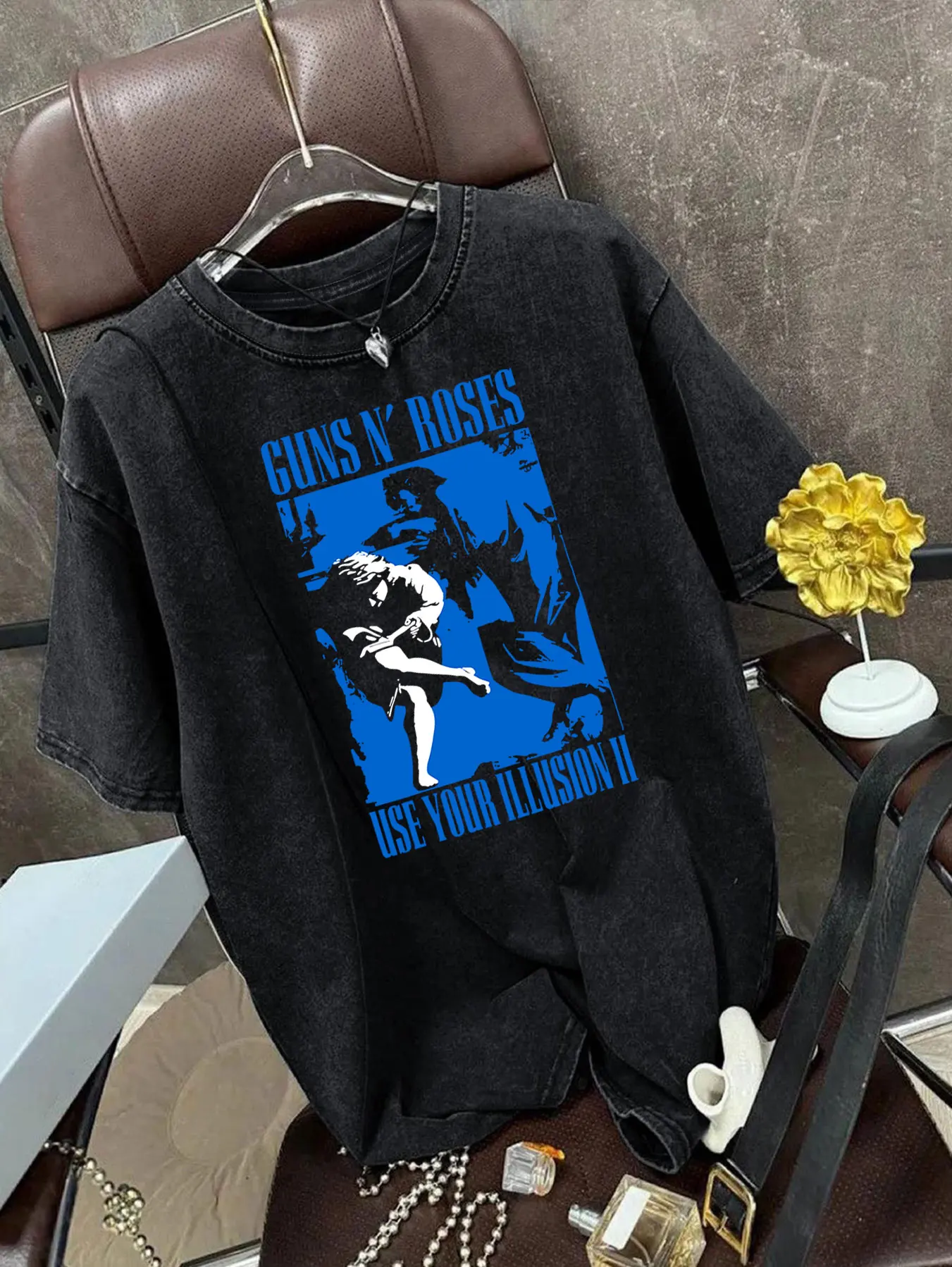 Guns N' Roses Grafik-T-Shirts, High-Street-Stil, Unisex, Y2k, Damenkleidung, Rock Washed, Vintage-T-Shirts, Tops, Shirts – Detail 5