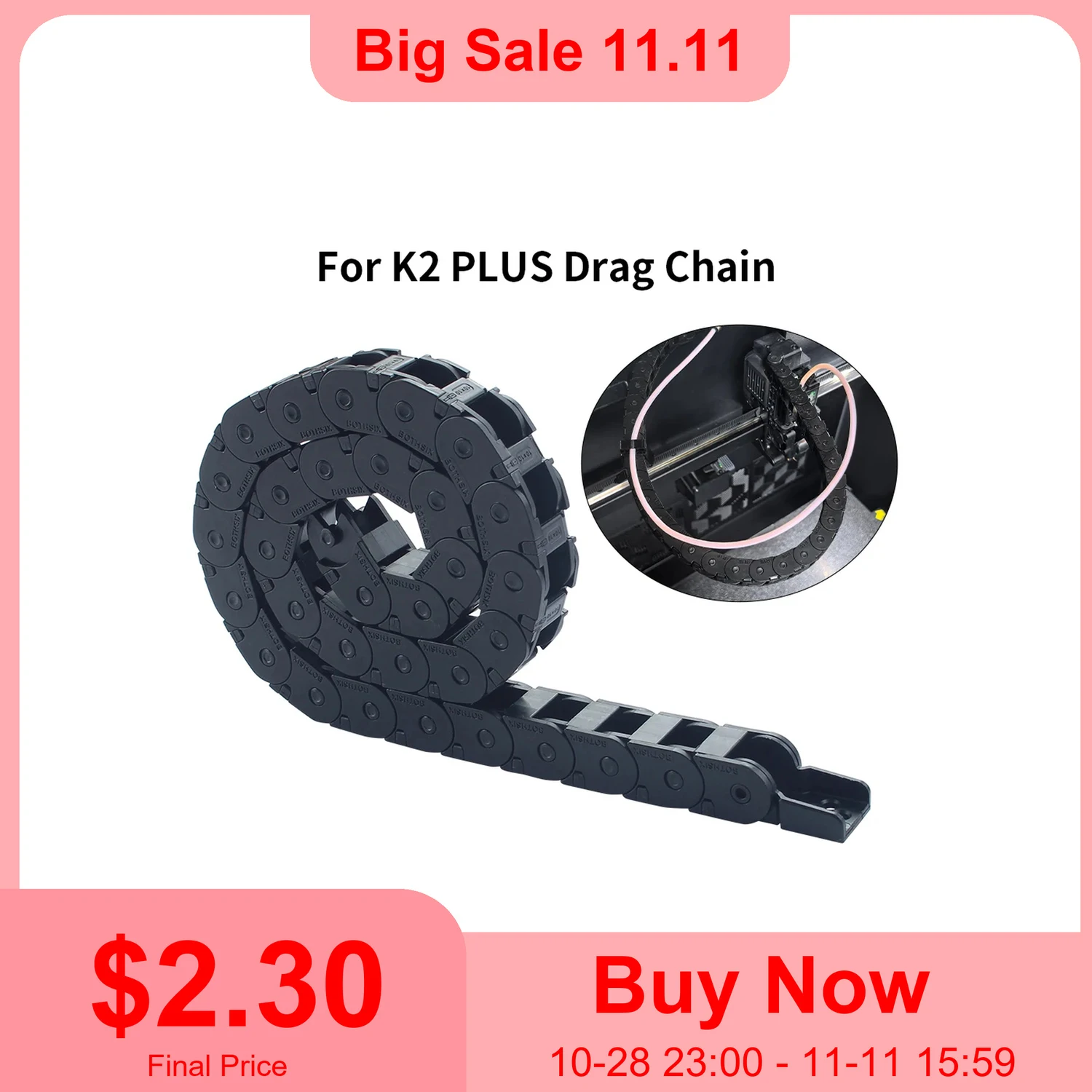 Drag Chain For Creality K2 Plus Open Drag Chain Bridge Type Cable Carrier 3D Printer Upgraded Parts for K2 Plus
