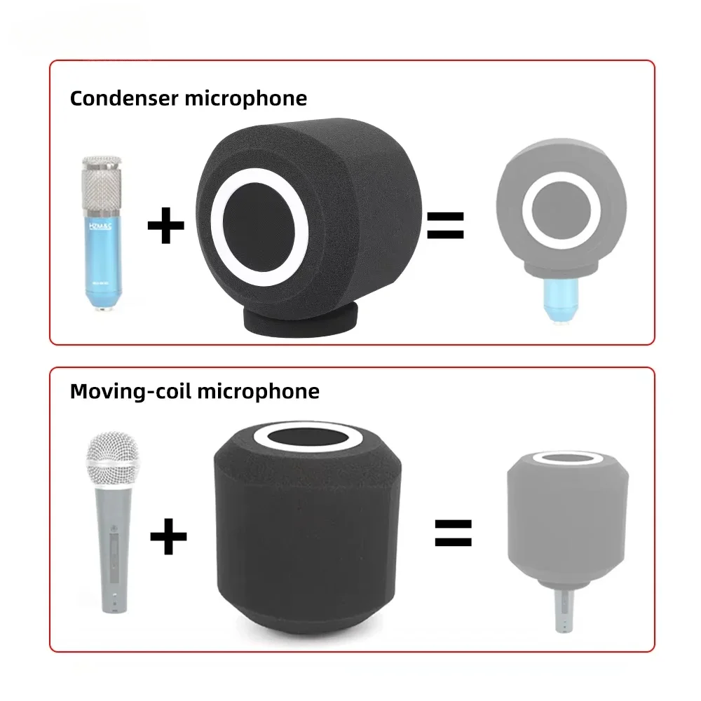 Small live karaoke recording equipment microphone soundproof cover windproof noise reduction dynamic microphone sponge cover