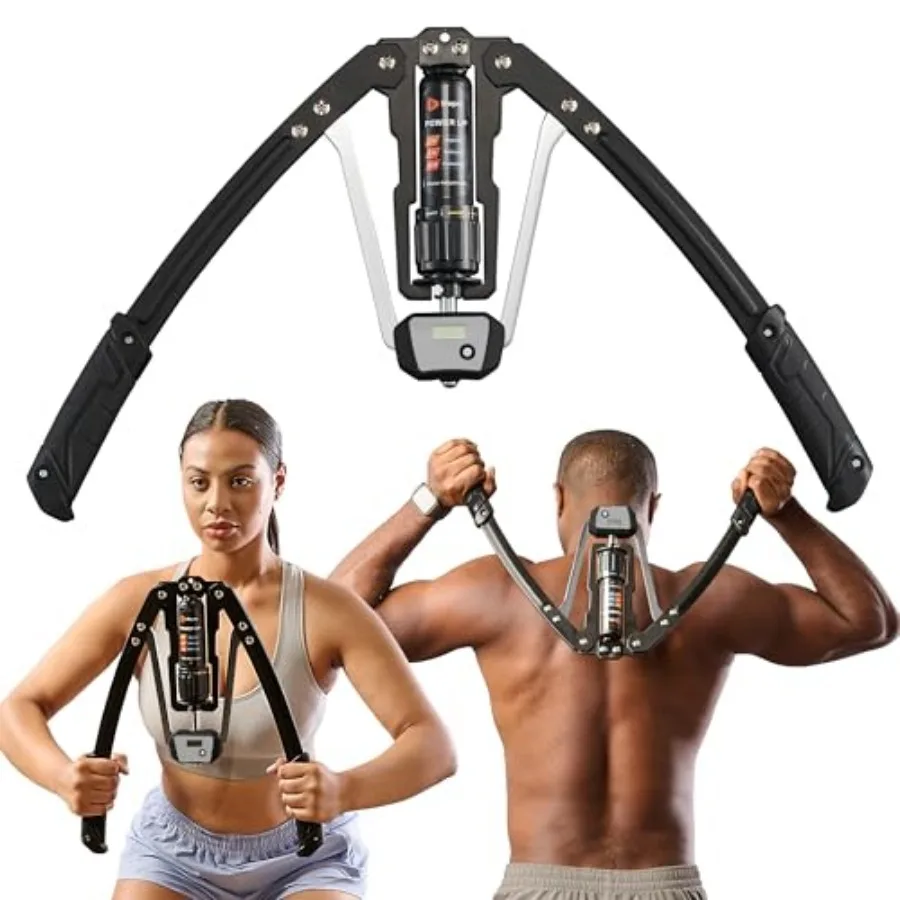 

Тренажер для груди и рук Shforce Hydraulic Power Chest Expander и Arm Twister - регулируемое сопротивление 22-440 фунтов, умный счетчик повторов - H