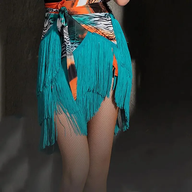 جديد اللاتينية الرقص شرابة تنورة المرأة الكبار تنورة قصيرة أسفل تنورة اللاتينية ممارسة تنورة مربع فستان رقص